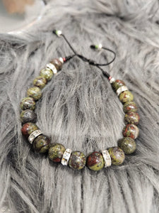 Pulsera Con Piedras Semi Preciosas *Jaspe Sangre De Dragon*