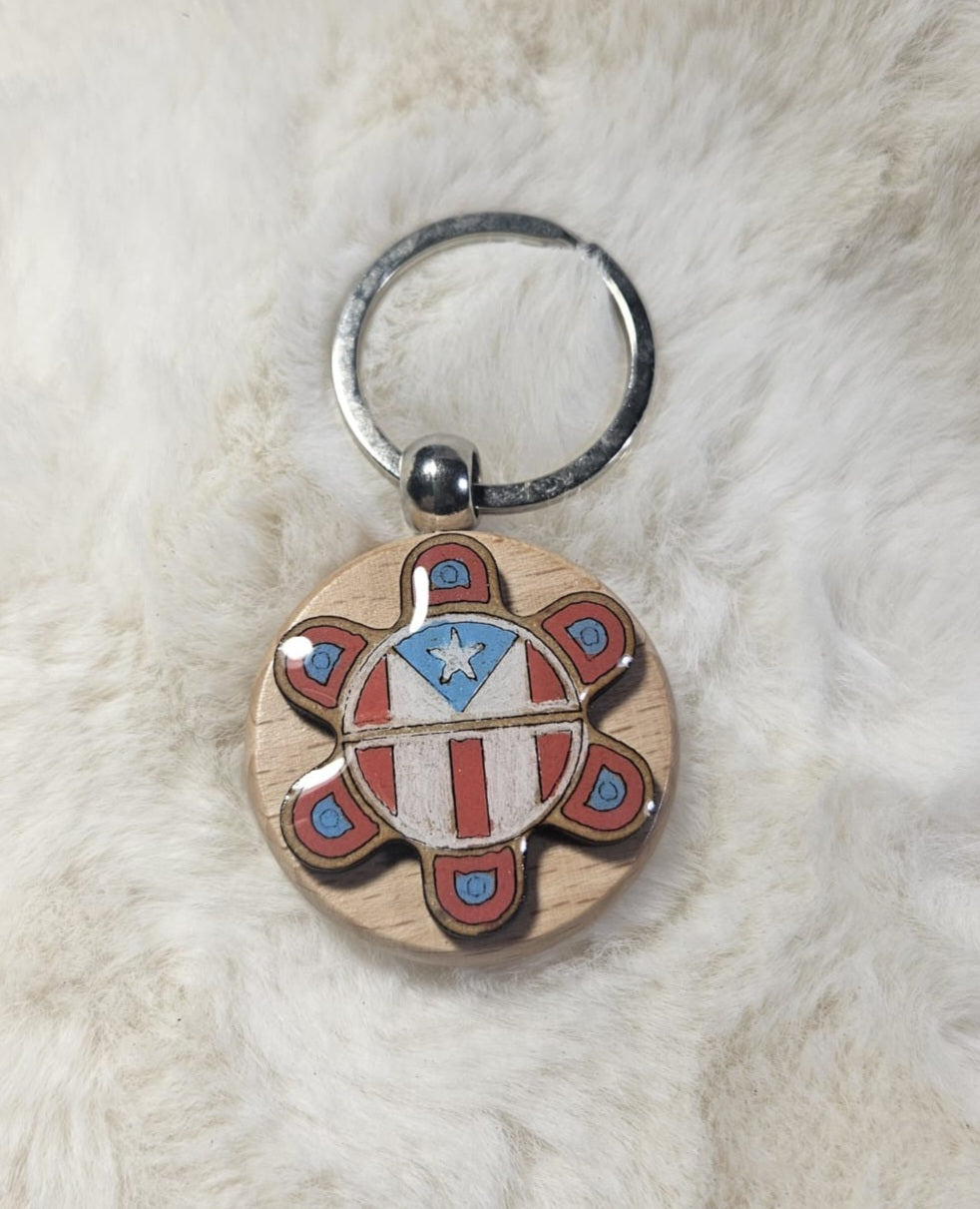 Llaveros En Madera Pintados Al Relieve (Sol Bandera)