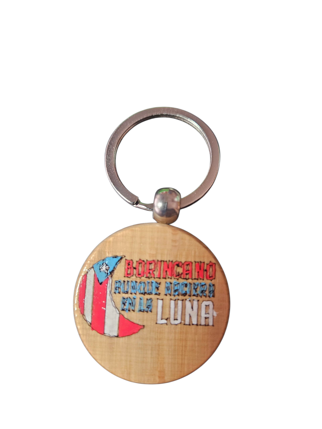 Llaveros En Madera Pintados (Boricua En La Luna Bandera)