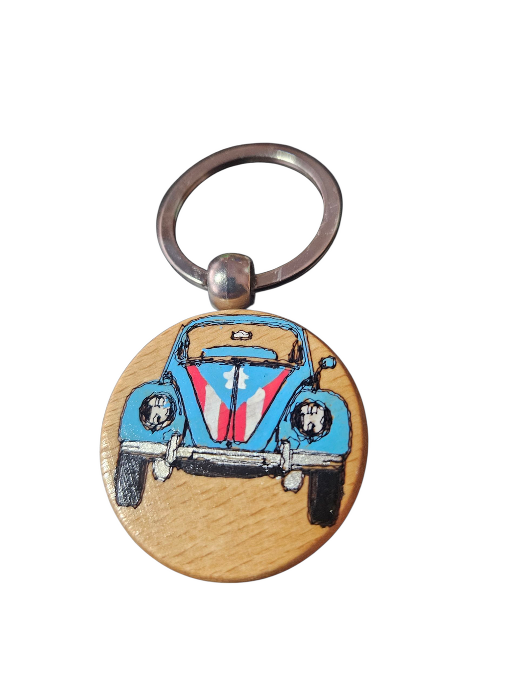 Llaveros En Madera Pintados (Bettle Bandera)